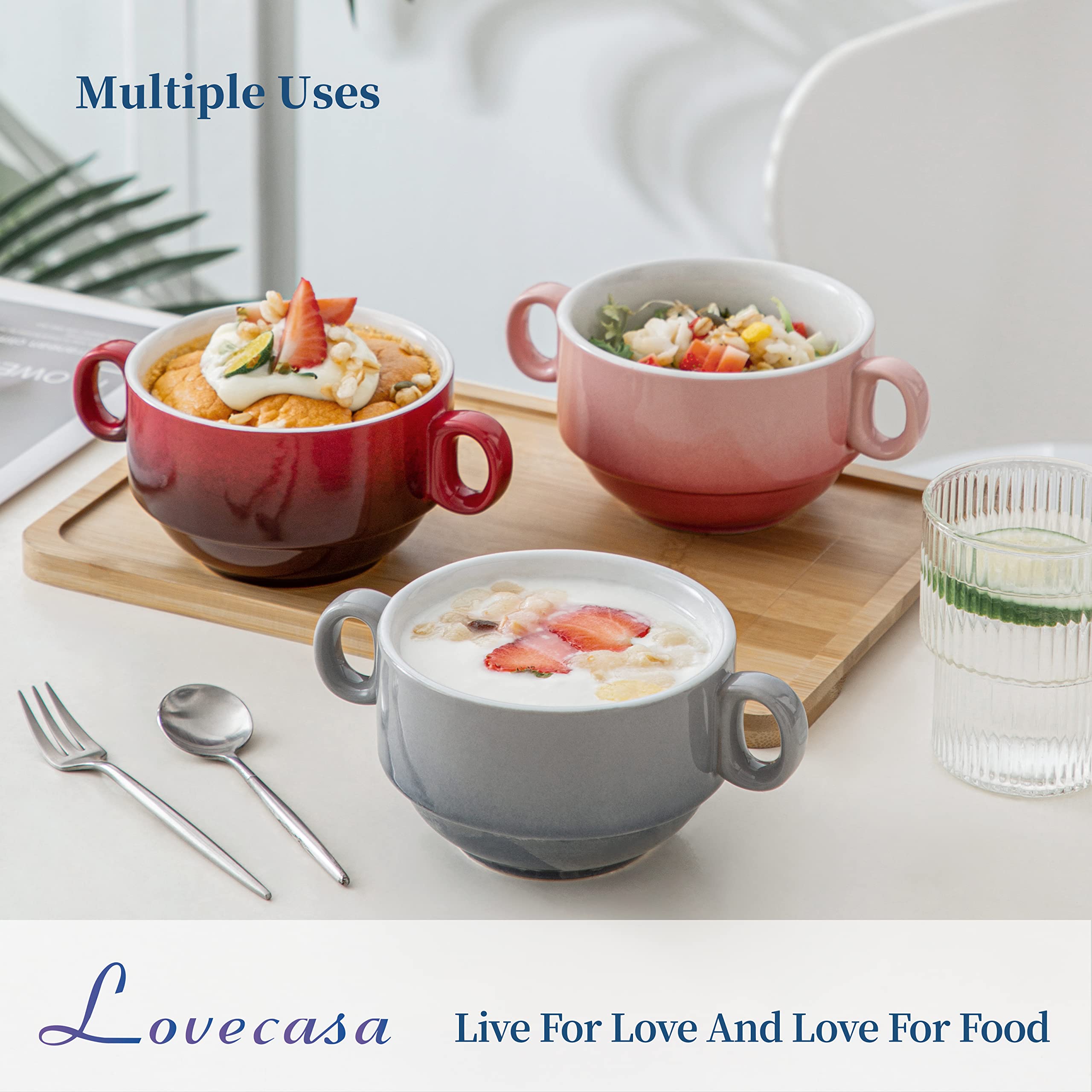 LOVECASA tazones cerámica pequeños estilo francés para sopa de cebolla
