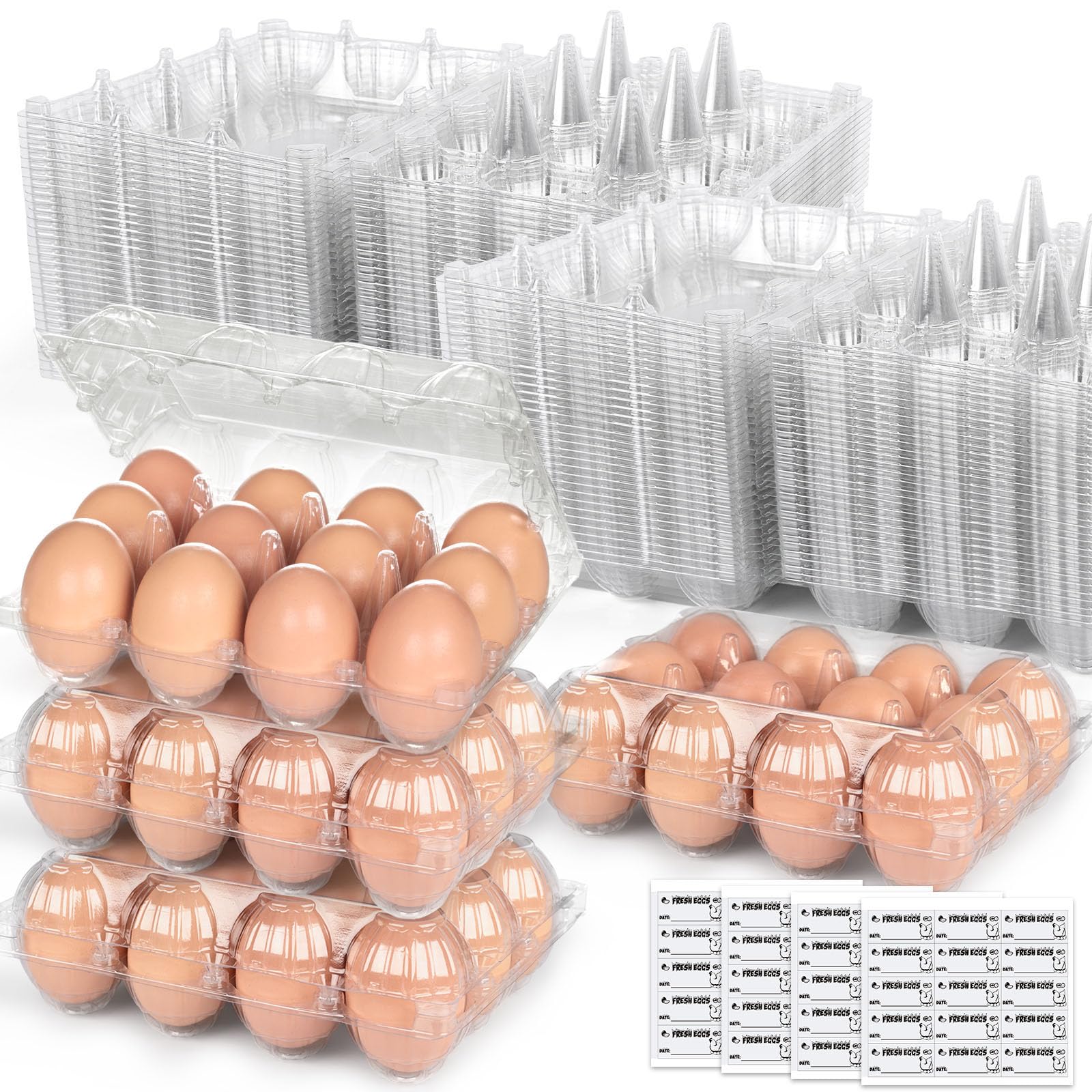 LOVEINUSA cajas transparentes para exhibir huevos con visibilidad para clientes.