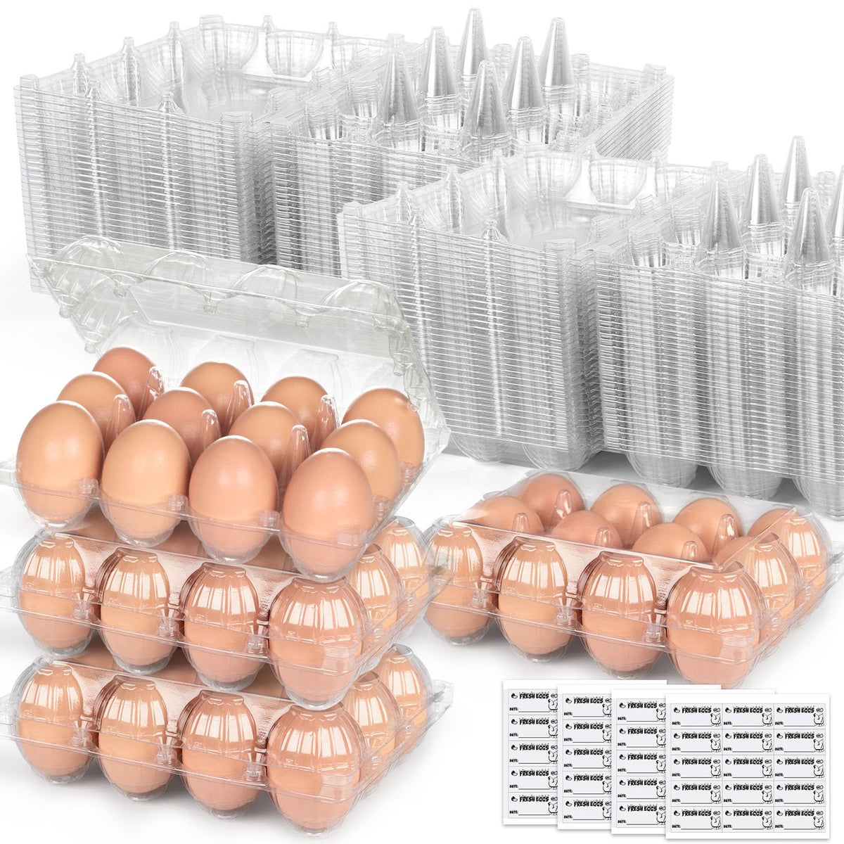 LOVEINUSA cajas transparentes para exhibir huevos con visibilidad para clientes.