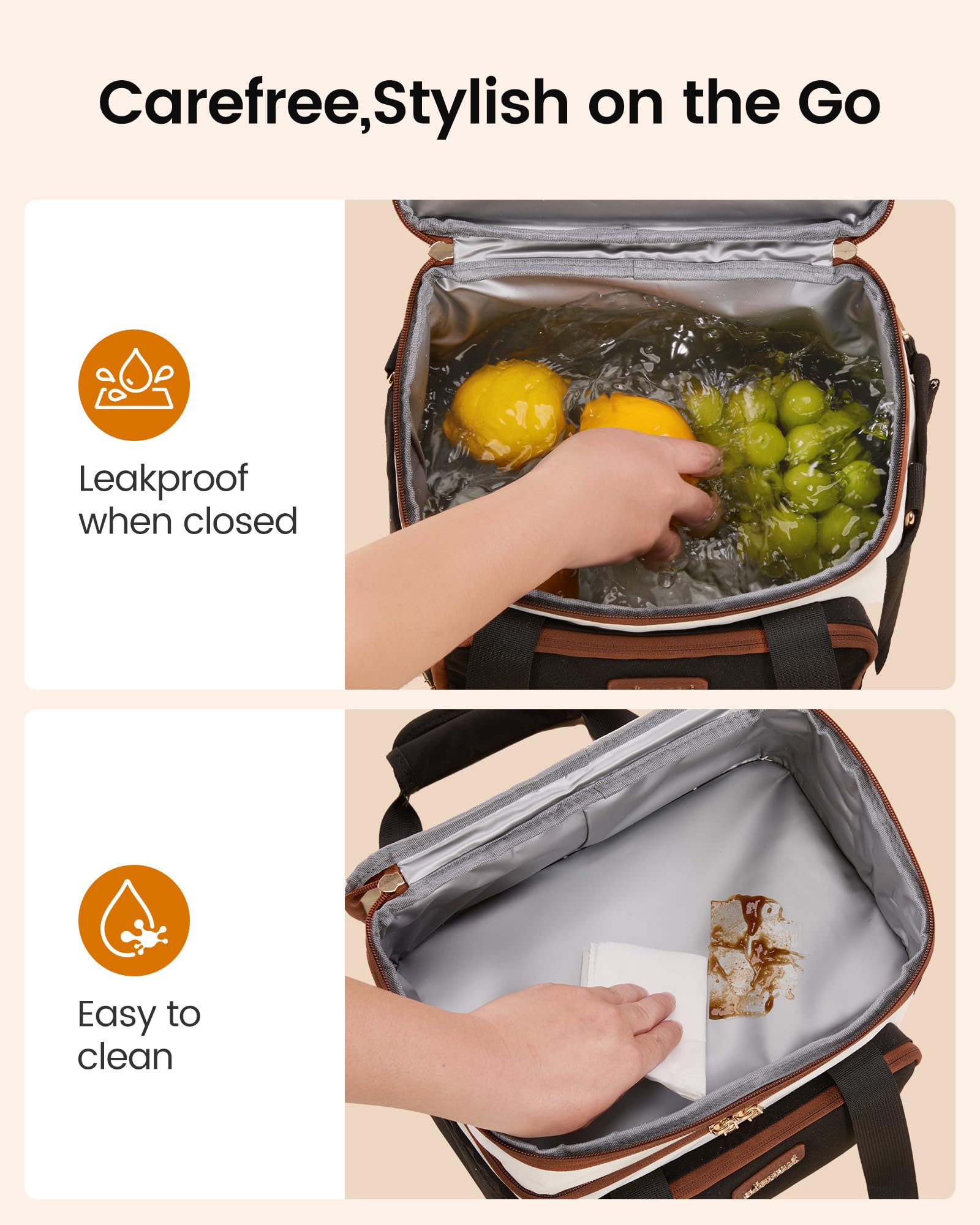 LOVEVOOK interior impermeable y fácil de limpiar para alimentos sin manchas
