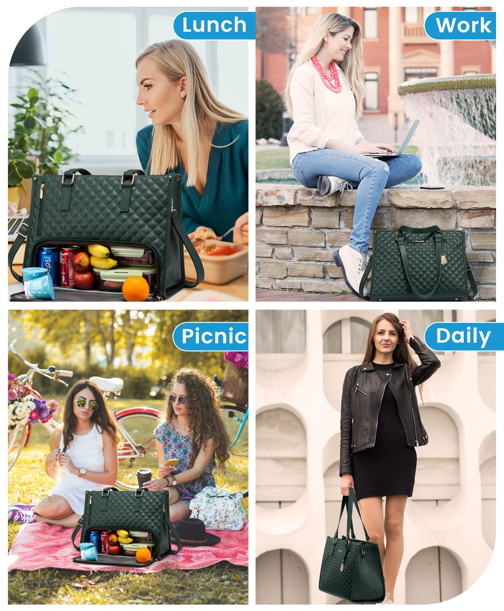 LOVEVOOK bolso elegante para oficina y estudio con acabado acolchado
