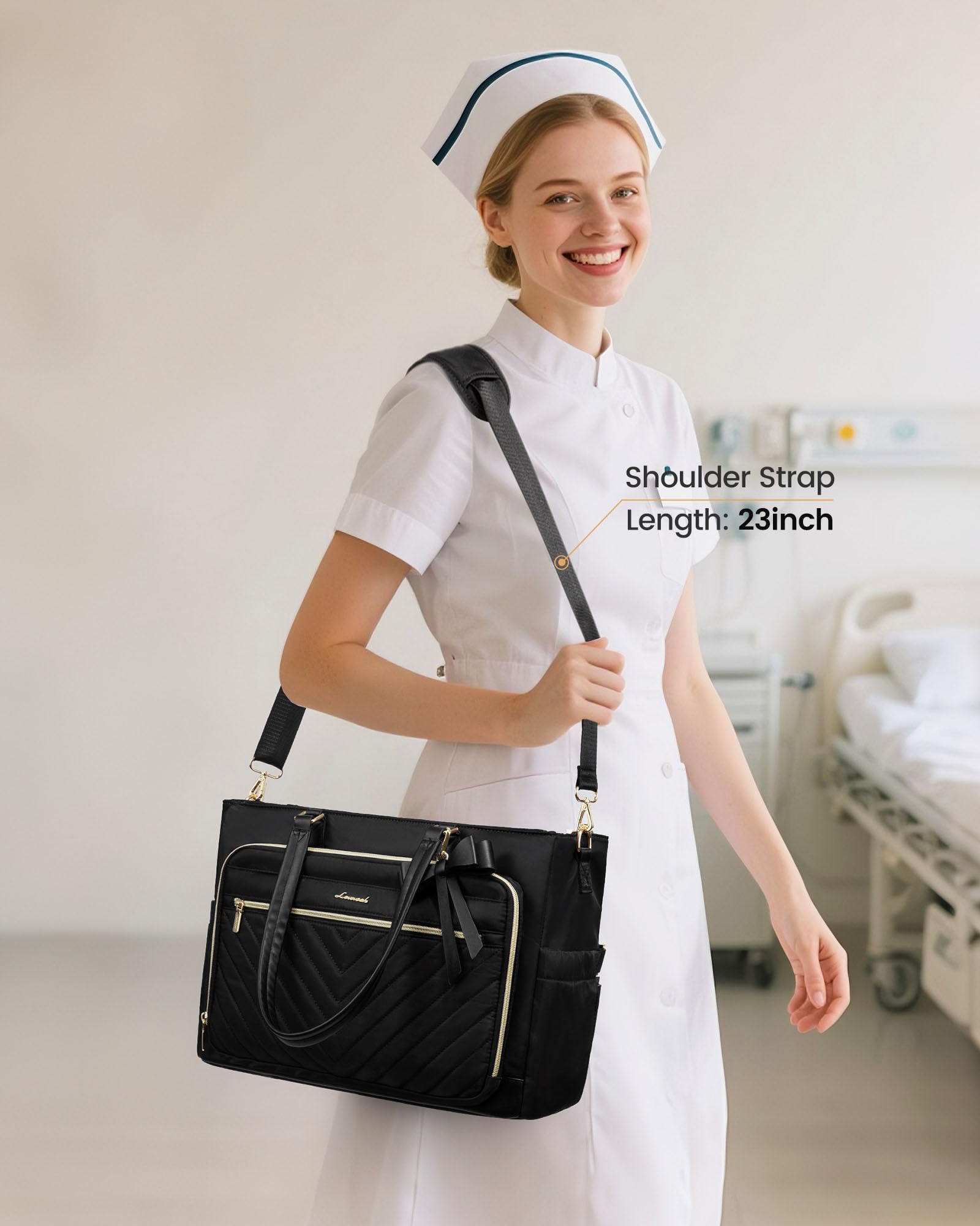 LOVEVOOK diseño acolchado y lazo: bolso versátil para trabajo o universidad