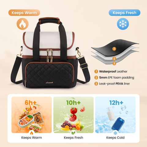 LOVEVOOK bolsa con aislamiento triple que mantiene la comida a temperatura estable.
