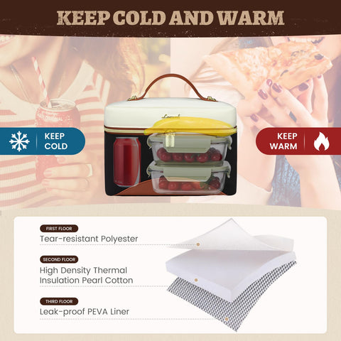 LOVEVOOK bolsa-almuerzo-capacidad-grande: espacio para meriendas y bebidas frías.