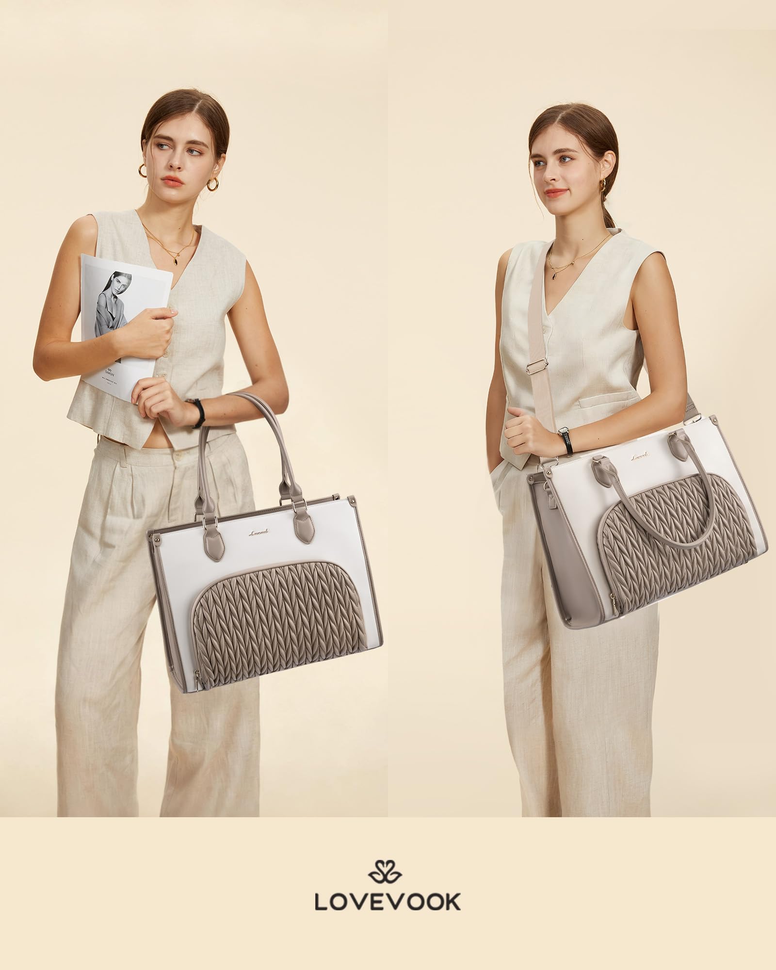 LOVEVOOK Bolsa de almuerzo Dimensiones: tamaño amplio para portátil y comida.