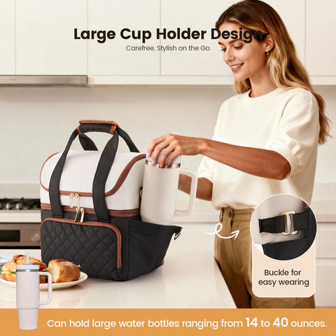 LOVEVOOK bolsa de almuerzo con doble nivel para una organización eficiente.