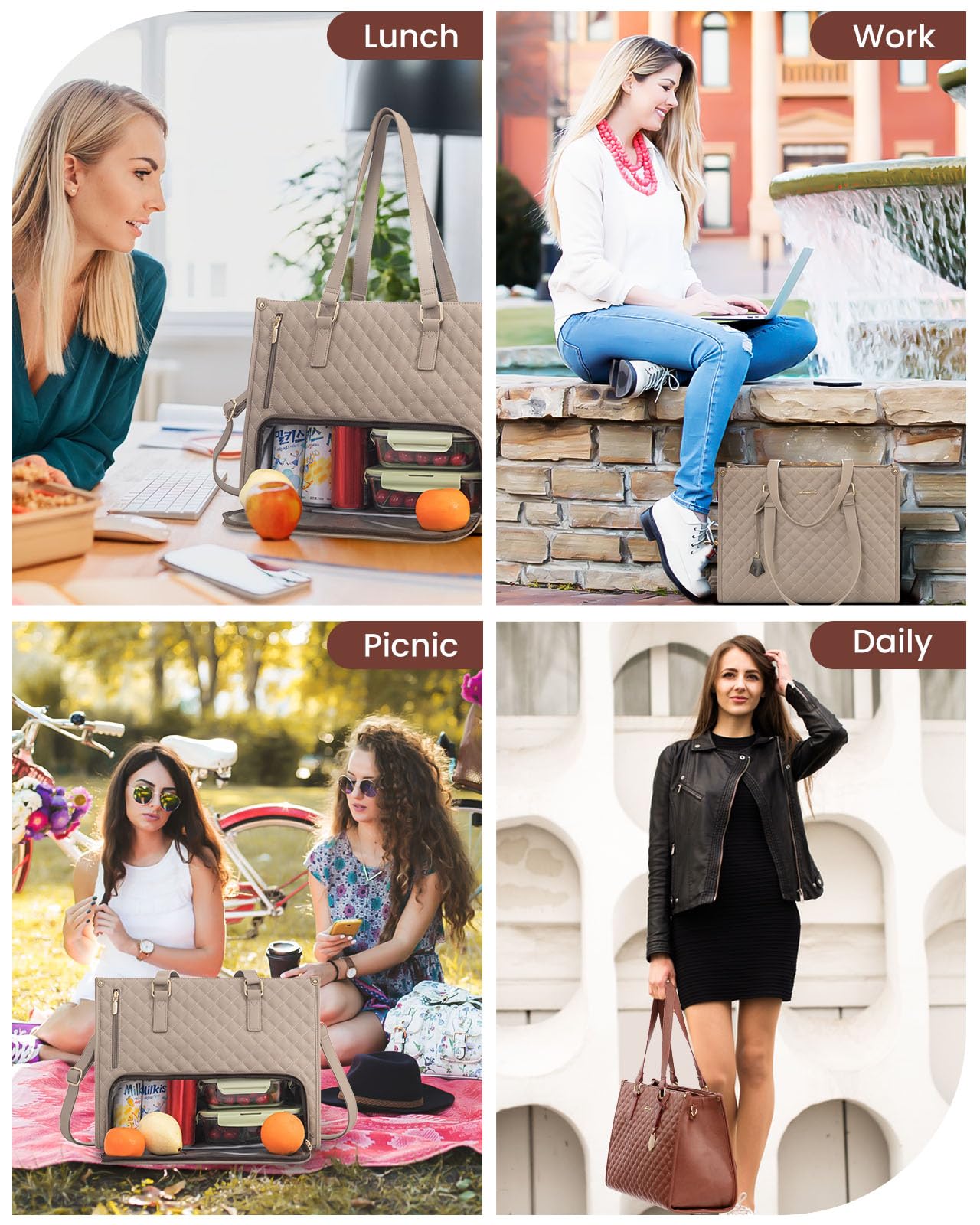 LOVEVOOK Bolsa de Almuerzo Espacio Portátil: caben portátil y accesorios para el día.