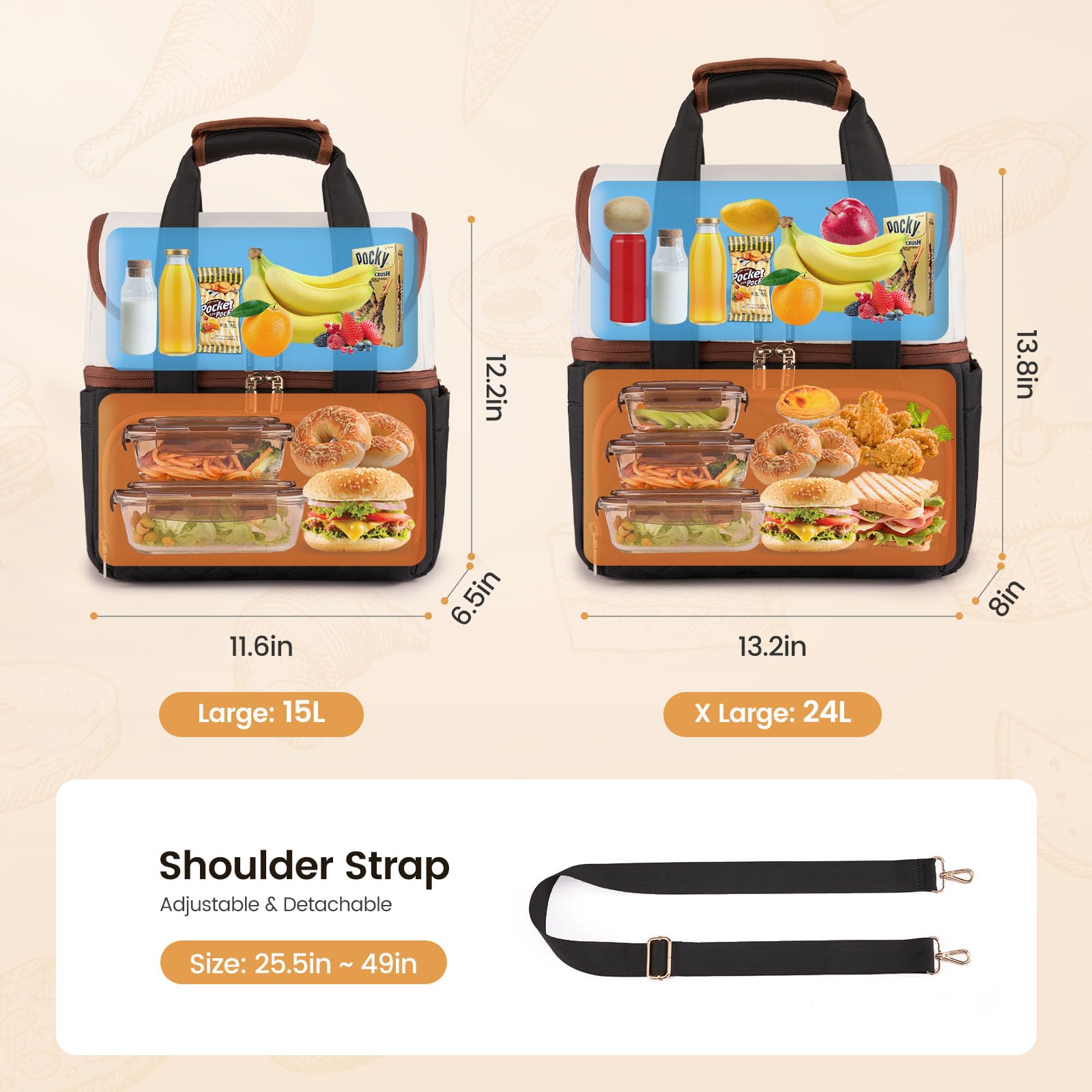 LOVEVOOK bolsa con manija resistente y correa ajustable para transportar cómodamente.