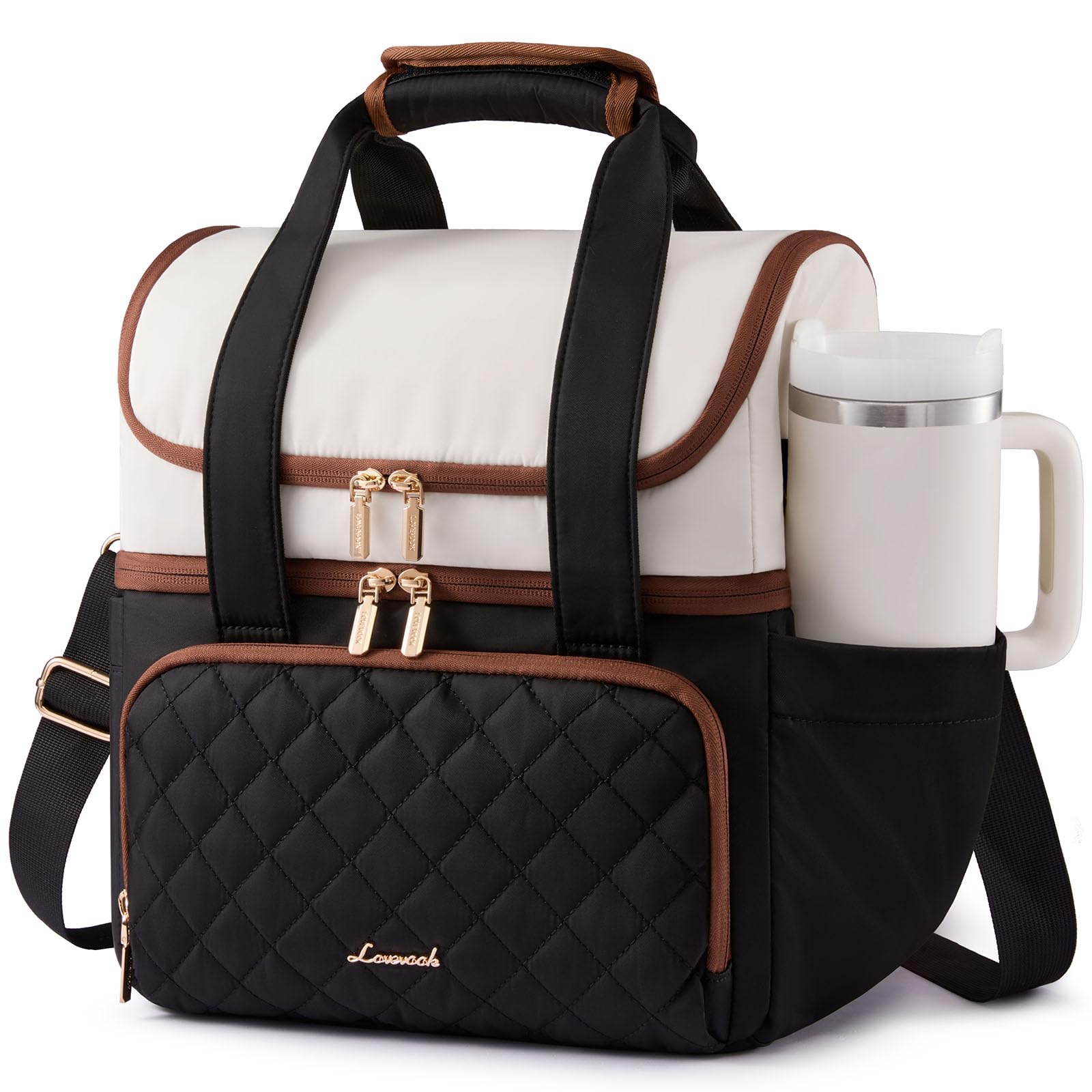 LOVEVOOK bolsa de almuerzo para mujer con apertura en U para acceso rápido.
