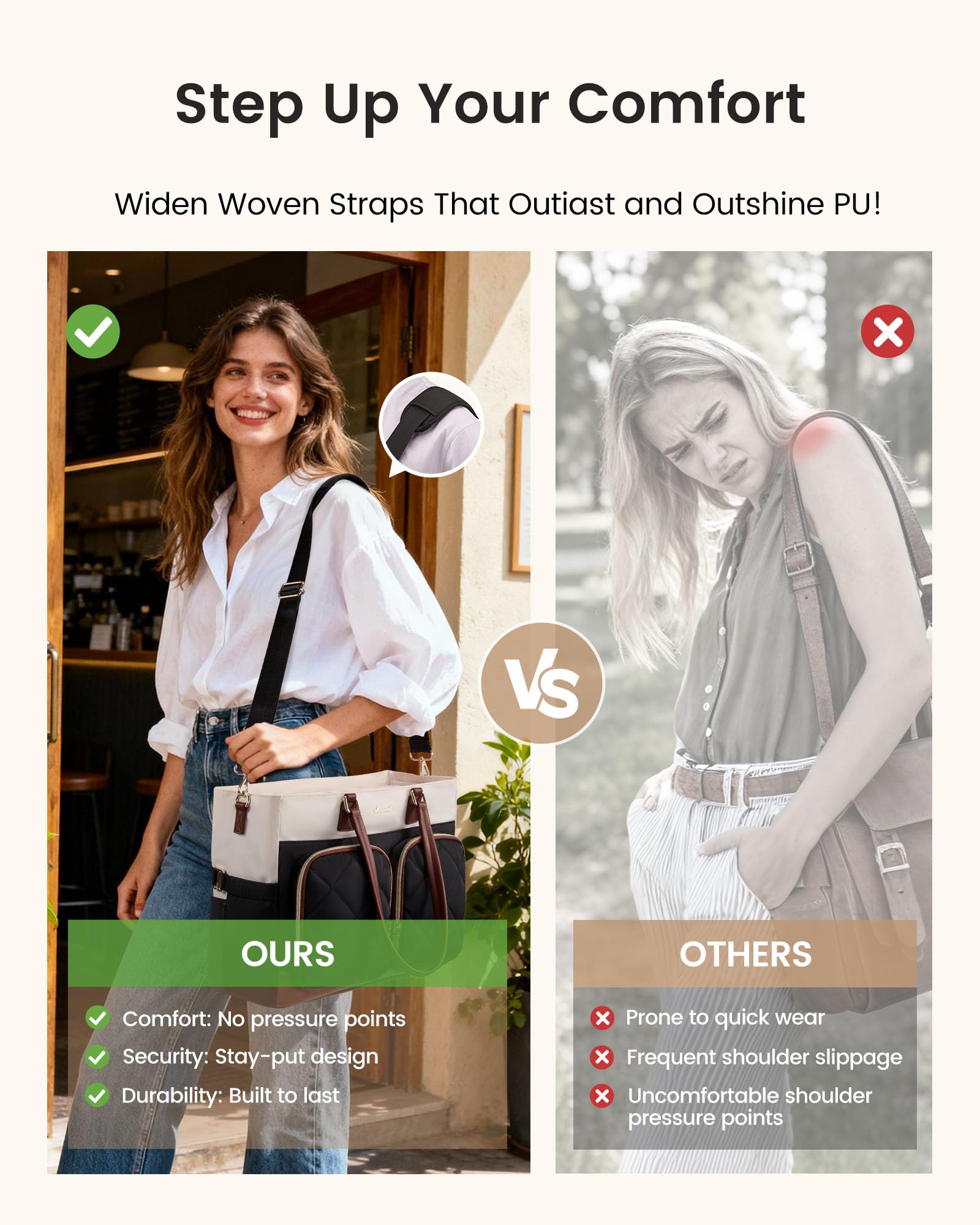 LOVEVOOK diseño elegante tipo tote ideal para oficina y viajes cortos.
