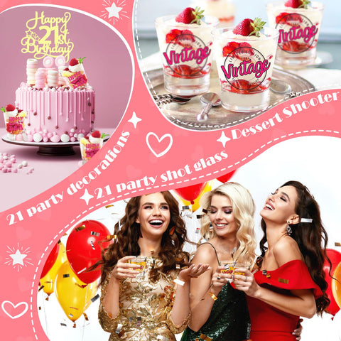 LOVEVOYAGE vaso chupito rosa, tarjeta regalo festiva para regalo.