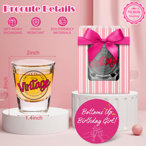 LOVEVOYAGE vaso chupito rosa, acabado cristal grueso que transmite calidad.