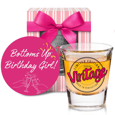 LOVEVOYAGE vaso chupito rosa era legal, ideal para celebrar 21 años con estilo.
