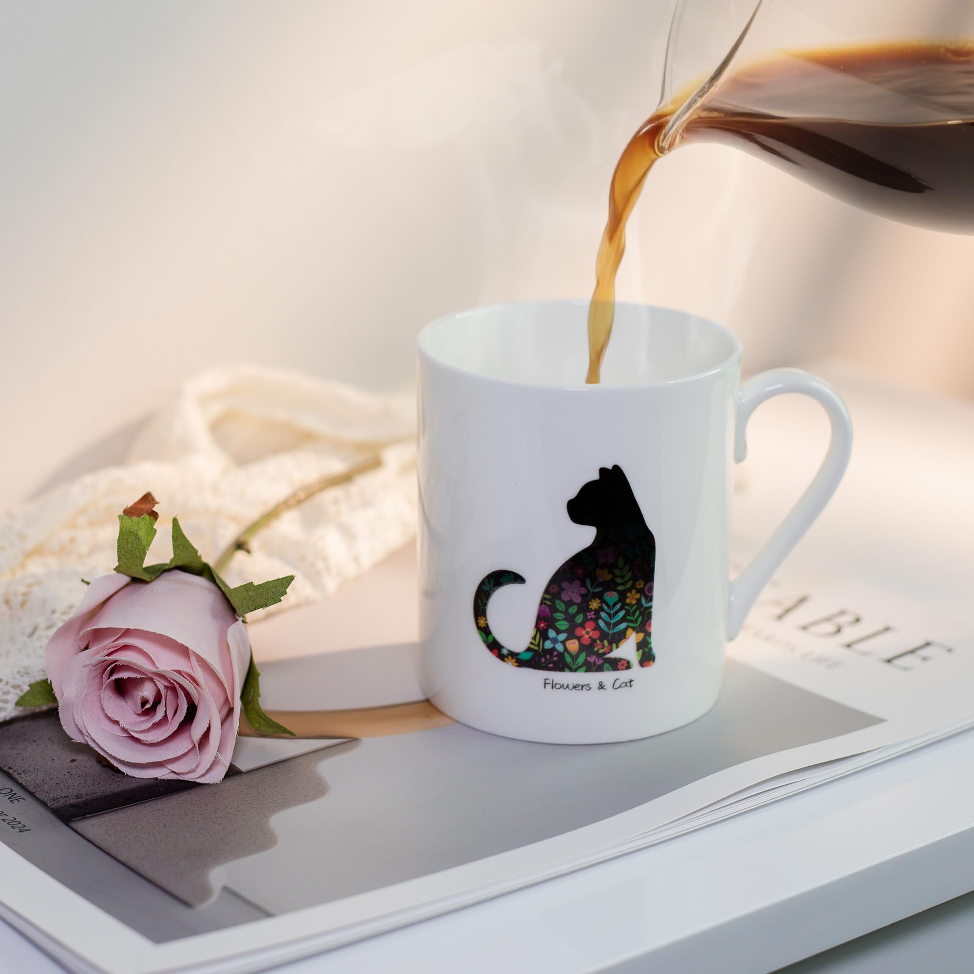 Lovift taza china de hueso, porcelana blanca y elegante para cualquier mesa.