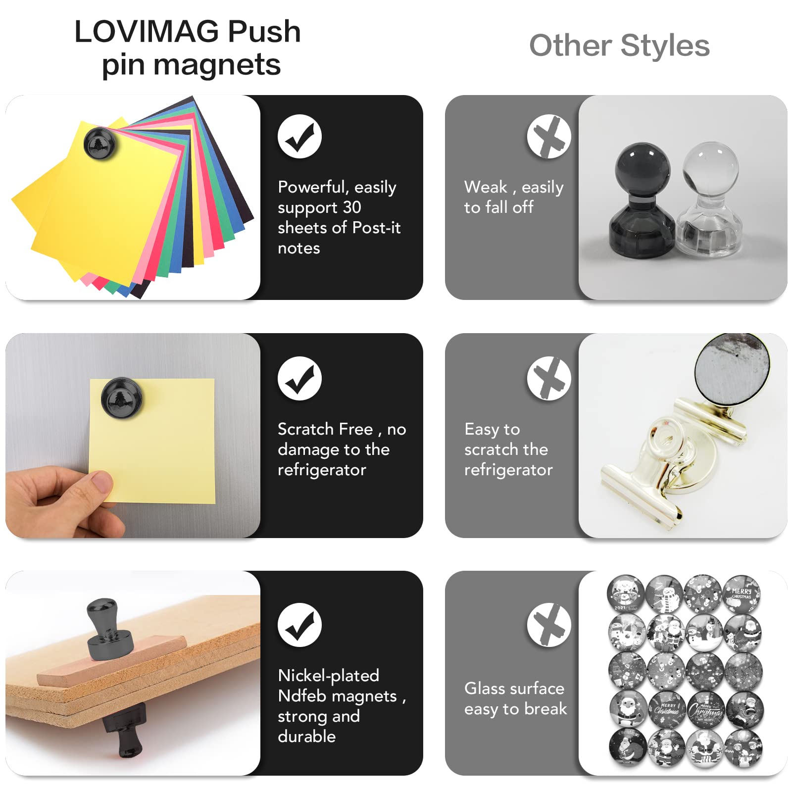 Imanes Lovimag para cocina y hogar, negros, resistentes y fáciles de mover.