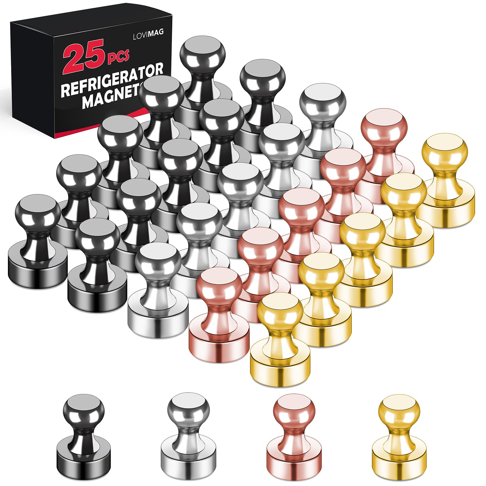 LOVIMAG imanes coloridos de 25 piezas para nevera y pizarra, ideal para organizar notas.