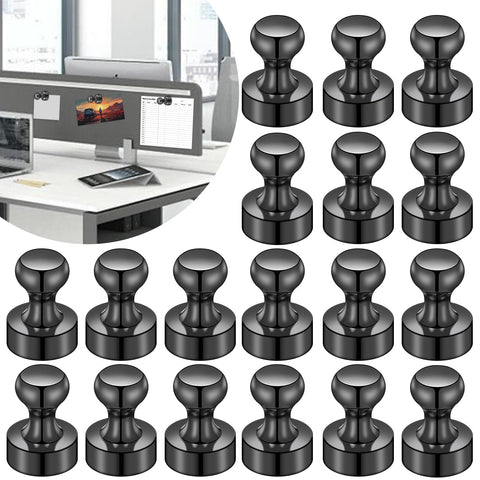 Imanes Lovimag para frigorífico de 20 piezas negros, ideales para organizar notas y recordatorios.