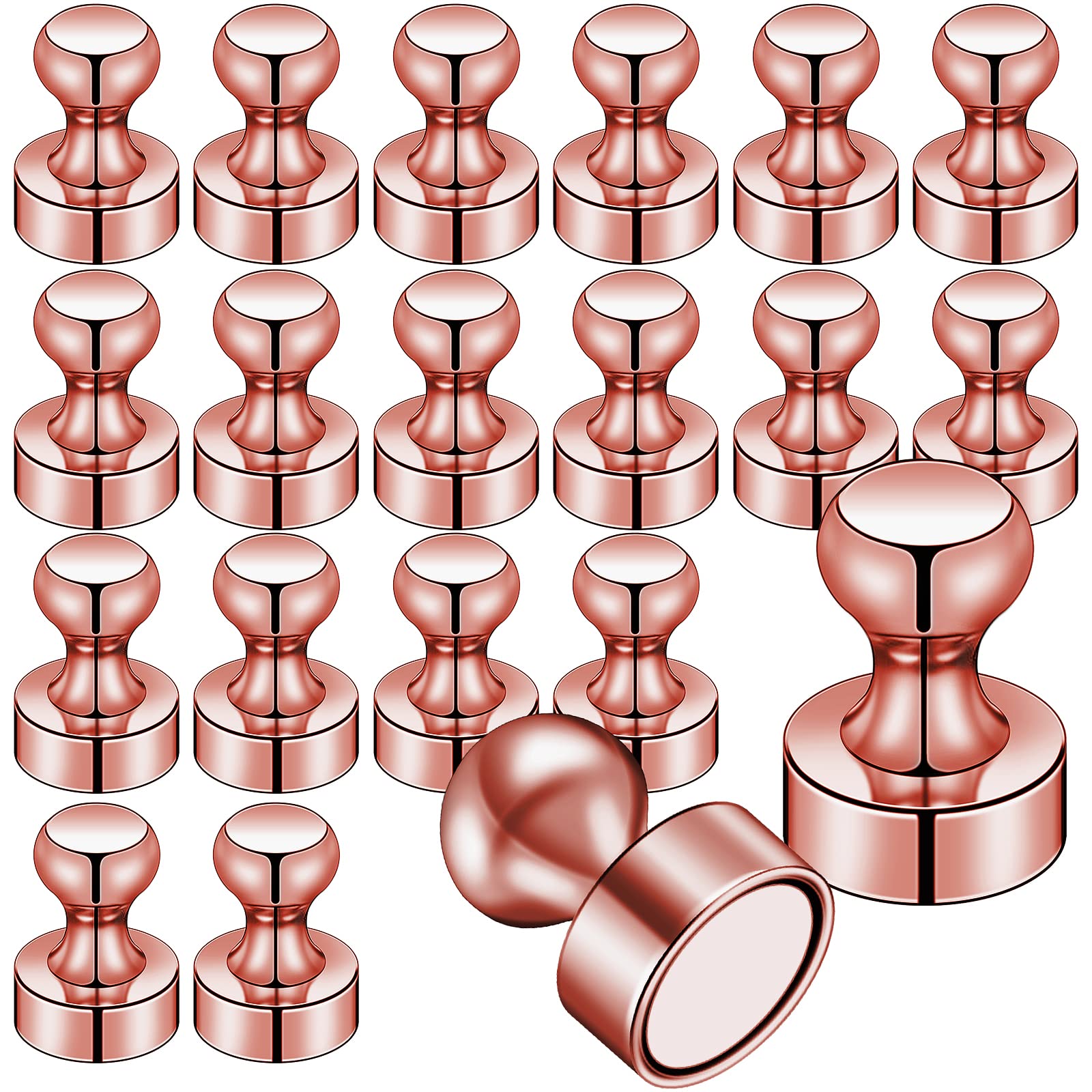 Imanes LOVIMAG para nevera en dorado rosado, ideales para sujetar notas y recordatorios.