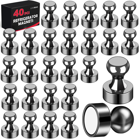 LOVIMAG imanes para refrigerador de 40 piezas en negro, sostienen notas y recetas.