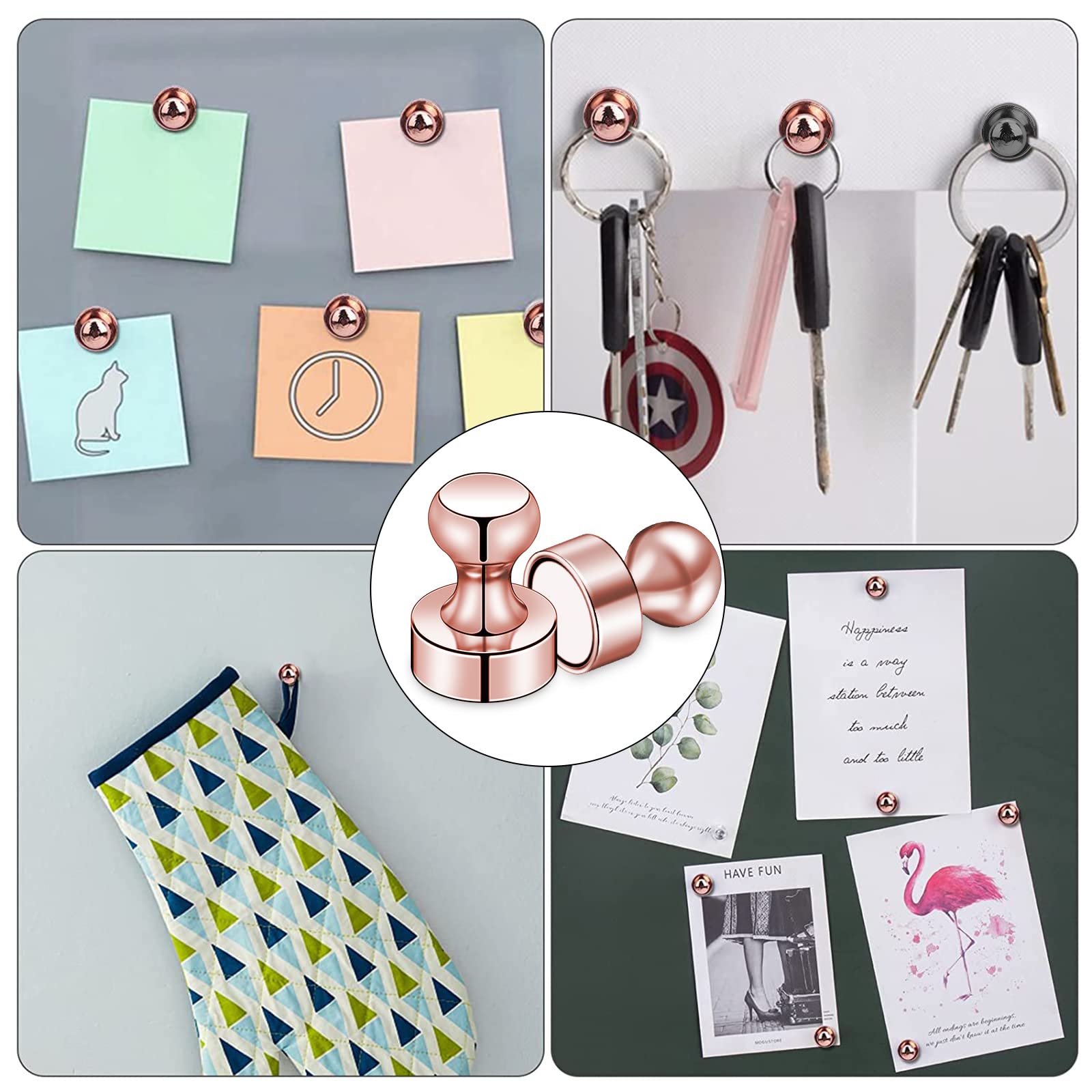 Imanes LOVIMAG para taquilla en dorado rosado, añaden color y organización.