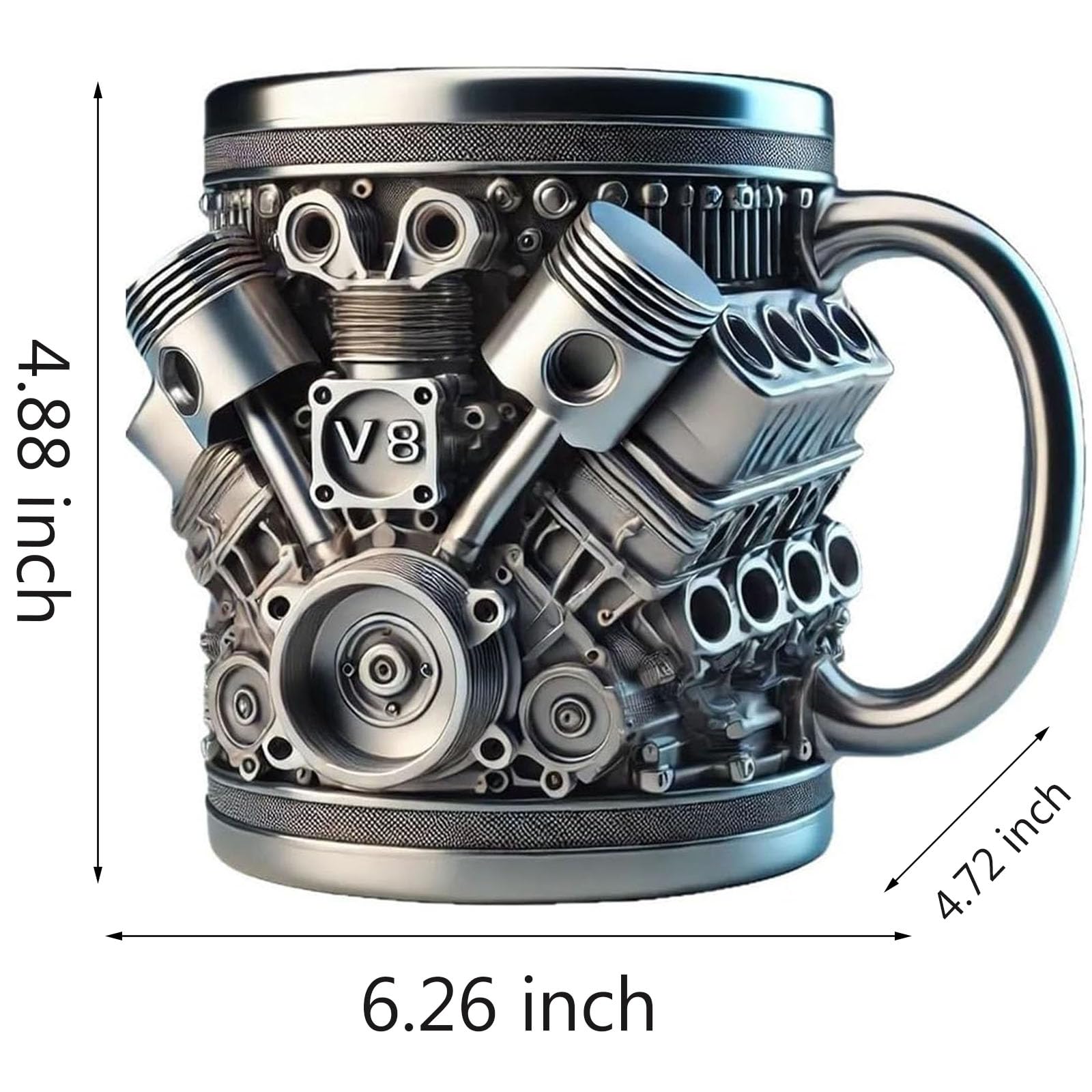 LovinYue FLYSENN taza acero motor V6, perfecto para viajes.