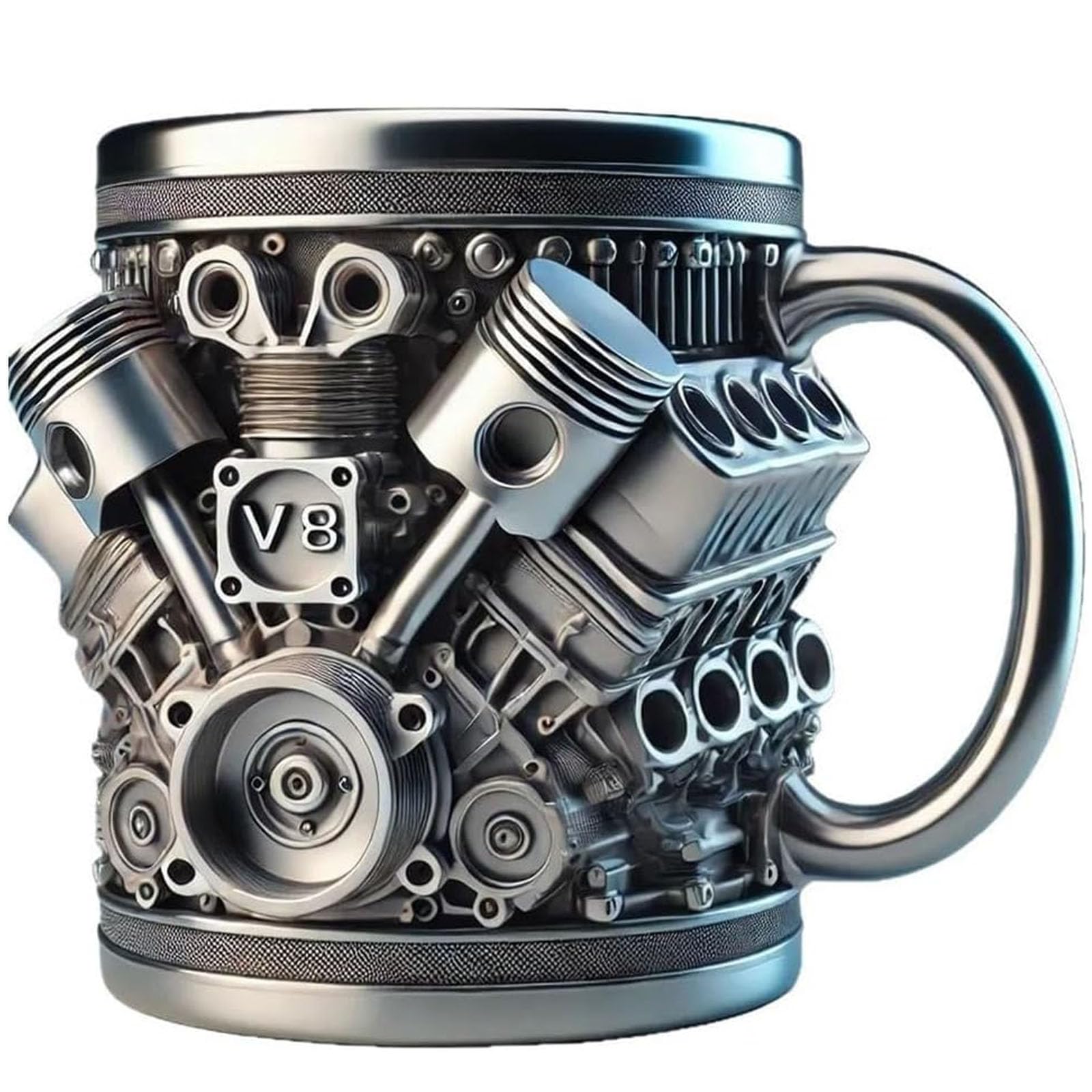 LovinYue FLYSENN taza acero motor V8, ideal para aficionados.