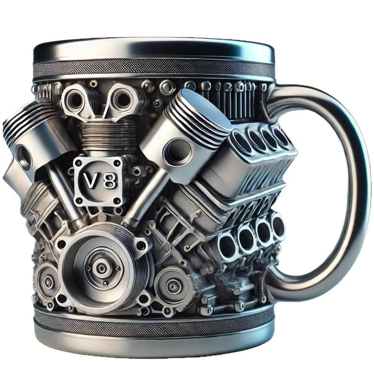 LovinYue FLYSENN taza acero motor V8, ideal para aficionados.
