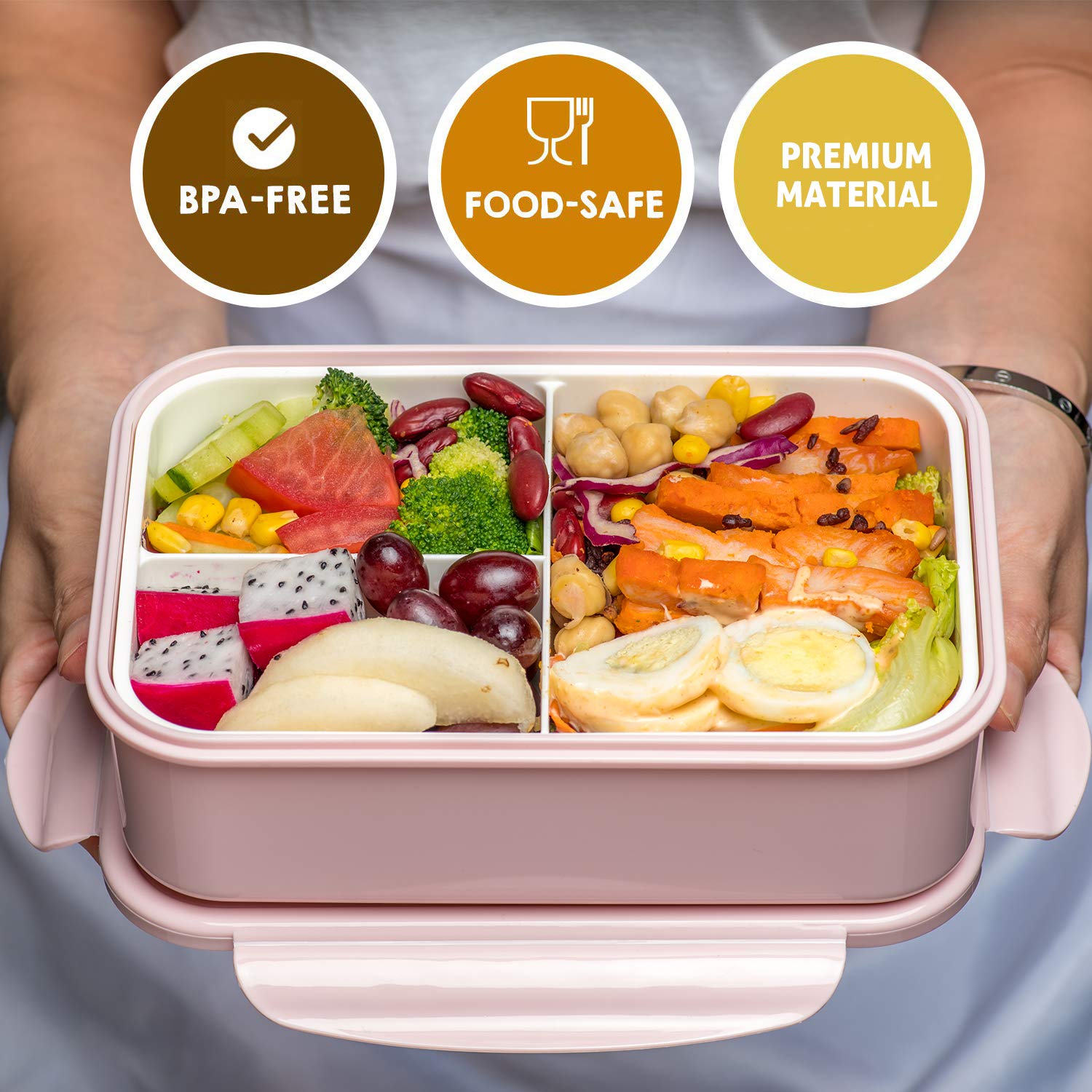 LOVINA bento con cuchara y tenedor incluidos para comidas completas.