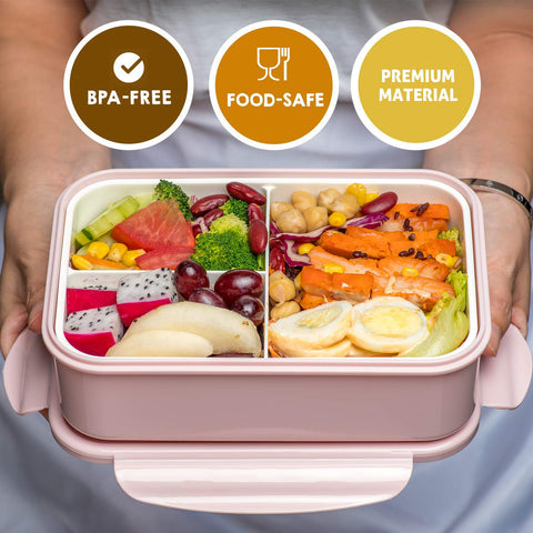 LOVINA bento con cuchara y tenedor incluidos para comidas completas.