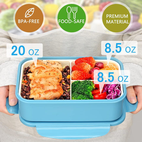 LOVINA bento tres-compartimentos: facilita porciones equilibradas.