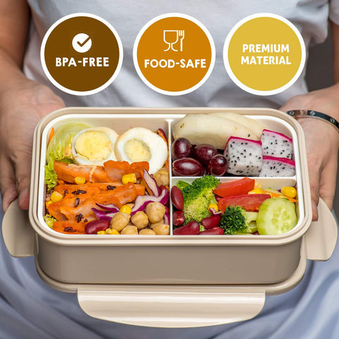 LOVINA bento con tres secciones, permite porciones equilibradas para comidas escolares
