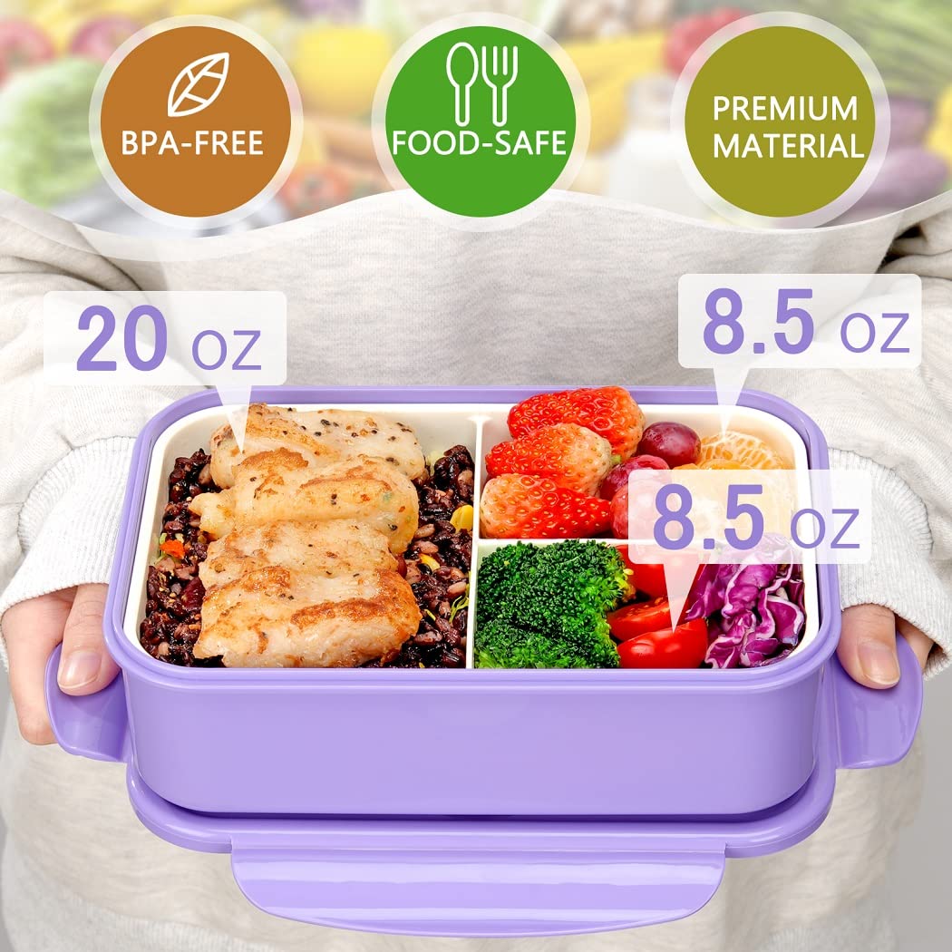 LOVINA caja bento con 3 compartimentos para comidas balanceadas durante el día.