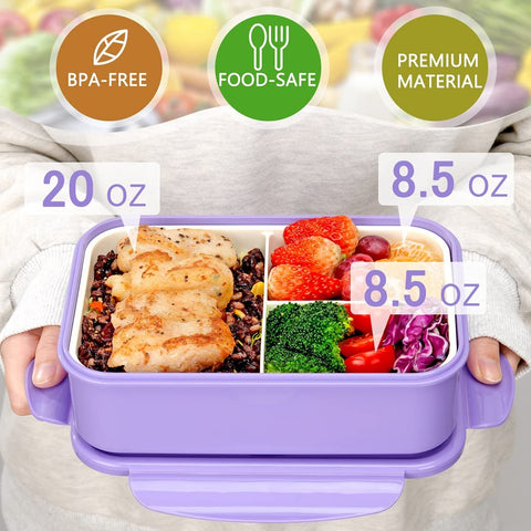 LOVINA caja bento con 3 compartimentos para comidas balanceadas durante el día.