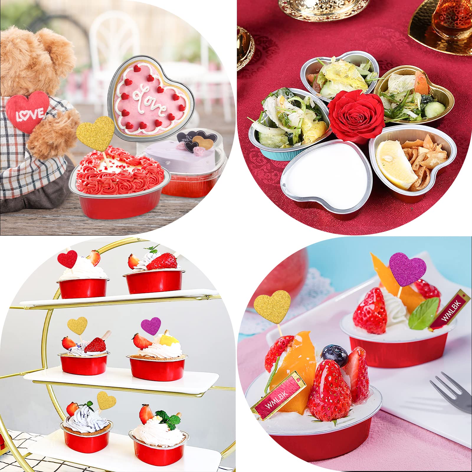 Lovinland bandeja desechable tipo corazón, ideal para postres en cumpleaños y bodas.