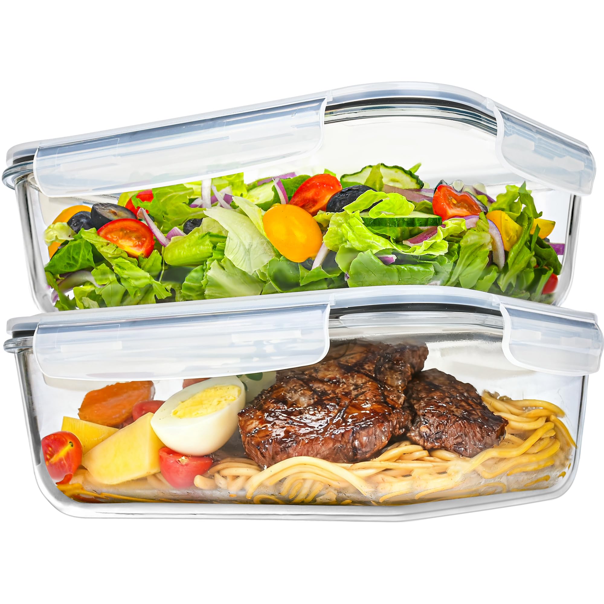 LOVYANXUE contenedores de vidrio grandes 78 onzas para almacenamiento de alimentos con tapa hermética