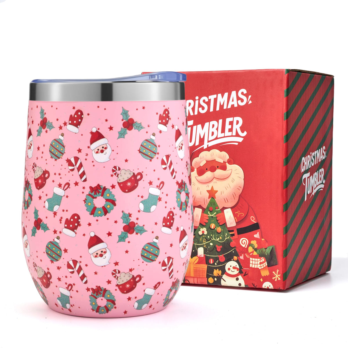 Lovydro vaso de vino 12oz con motivos navideños para brindar en casa.