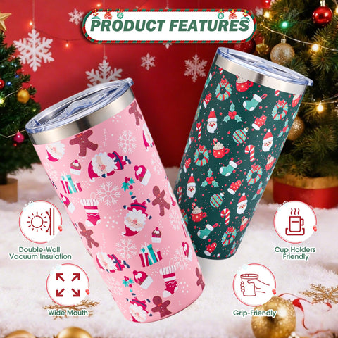 Lovydro termo navidad 20oz doble pared aislante, detalle visual.