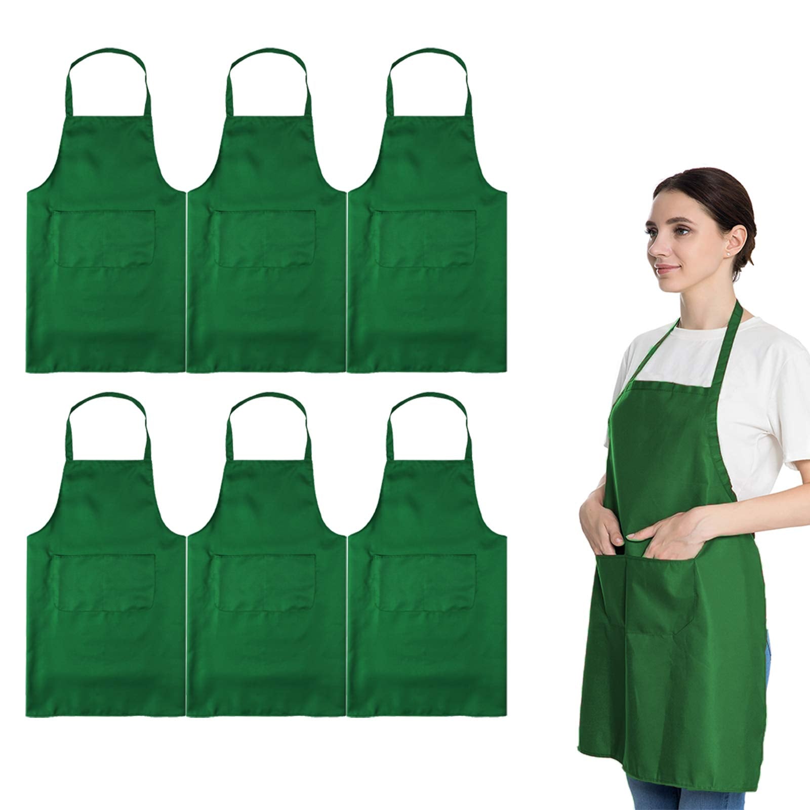 Delantal LOYHUANG verde liso 6 piezas, ideal para cambios rápidos en la cocina