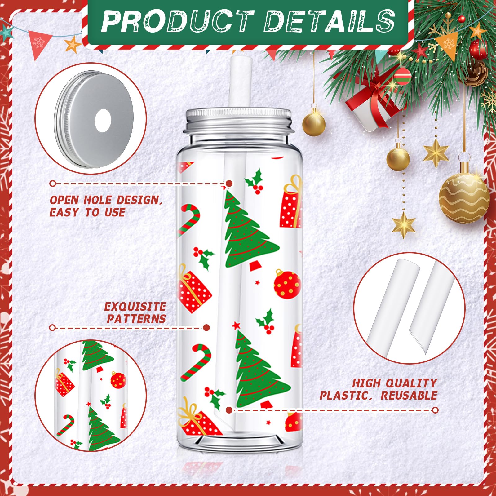Copa LOYIM navidad con tapa y pajilla funcional