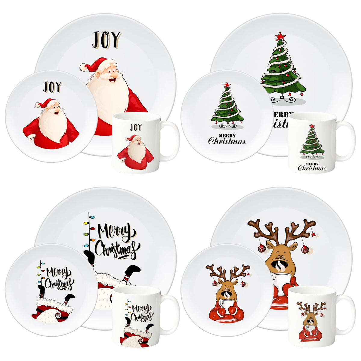 LOYIM plato de cena navideño 10p, ideal para mesas festivas y reutilizable