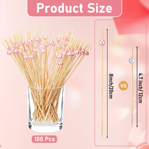 Palillos para aperitivos LOYIM en bambú rosa de 8 pulgadas.