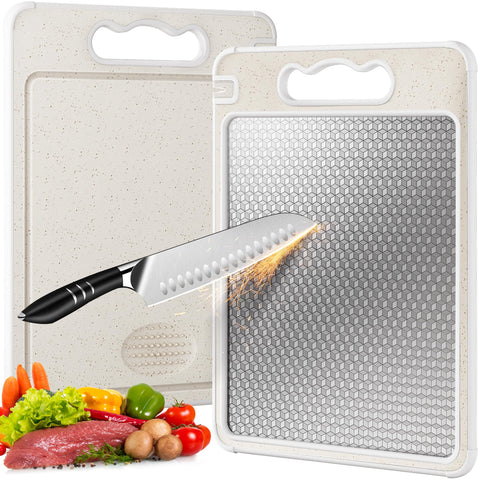 Lozovin tabla doble cara en acero inoxidable para cortar carne con higiene.
