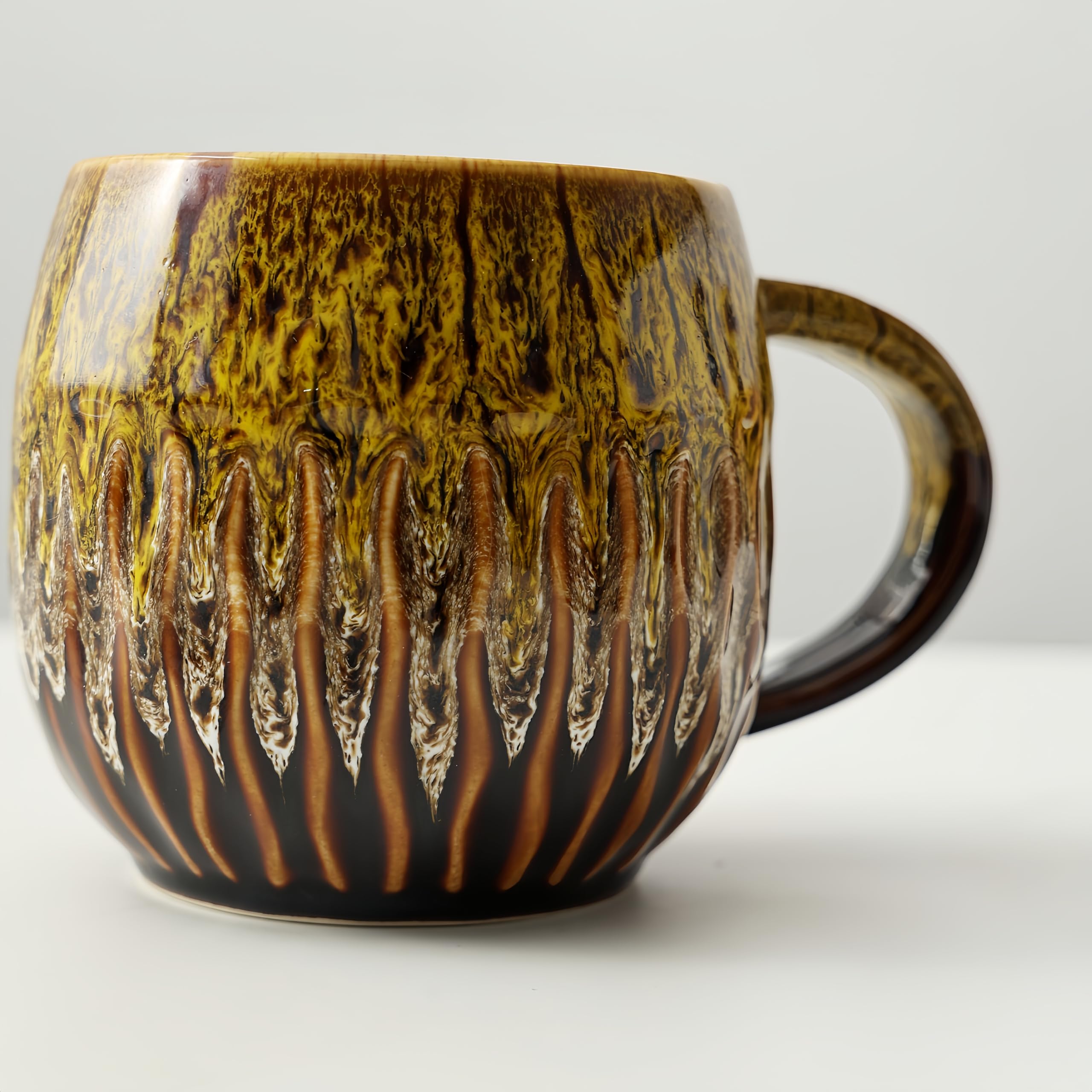 Taza lpylxingyan regalo-ideal para amantes del café, diseño raku en amarillo.