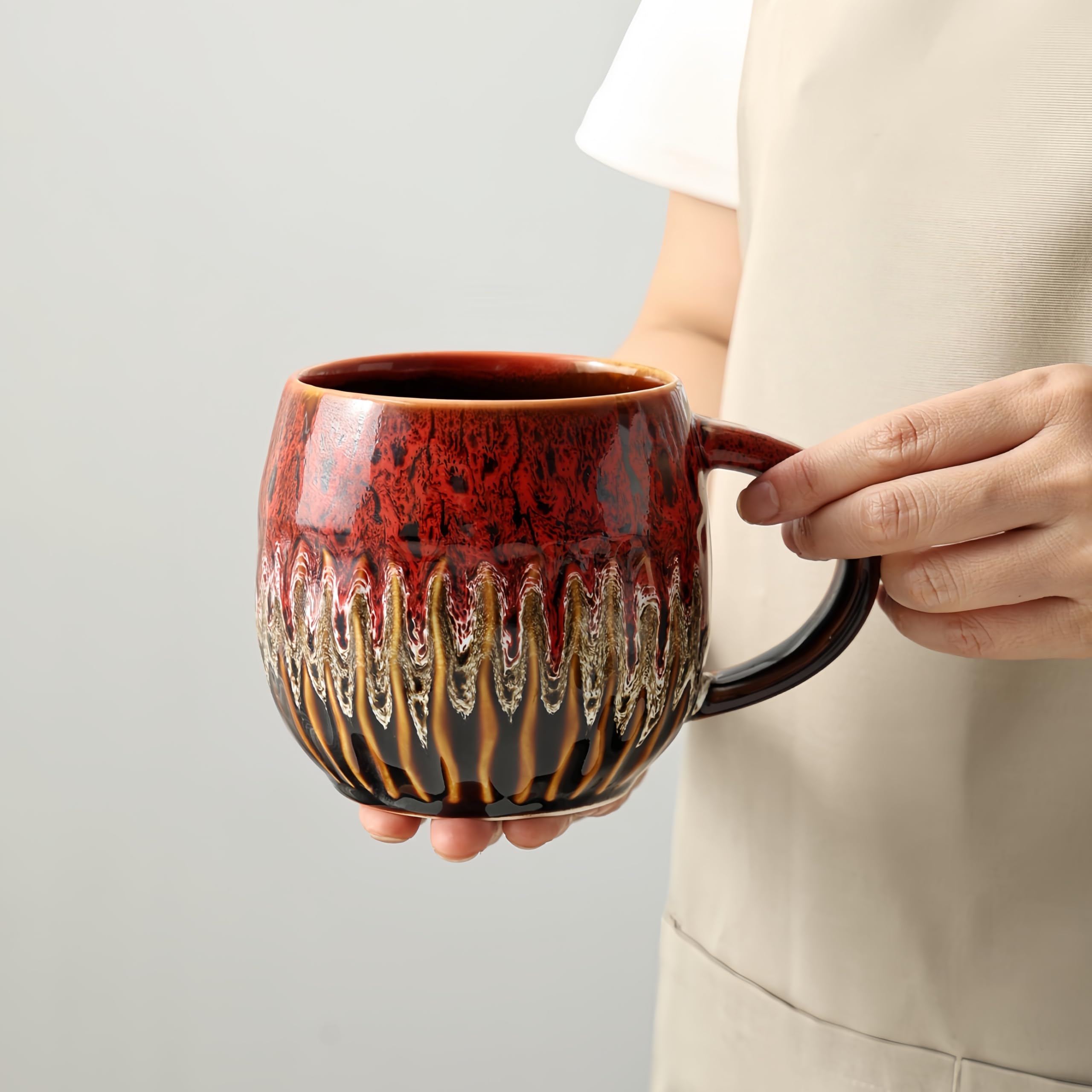 lpylxingyan es una taza de café de 20 onzas con diseño único en cerámica roja para café diario.