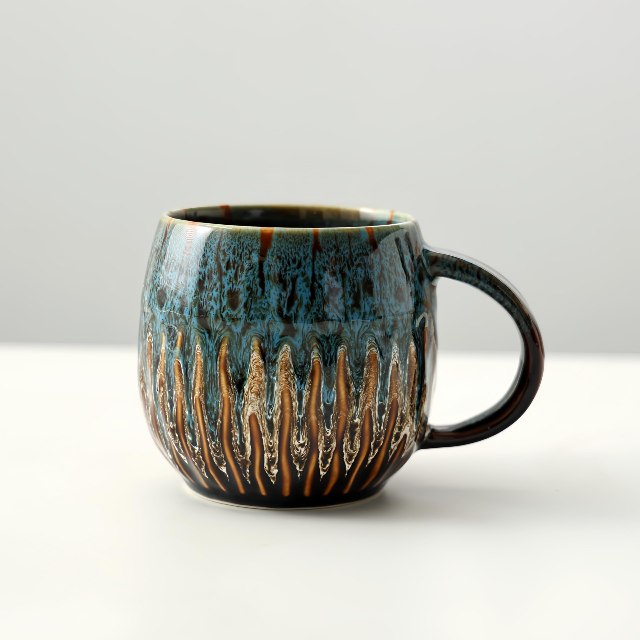 lpylxingyan taza ergonomica 20 onzas raku azul: mango cómodo y seguro.