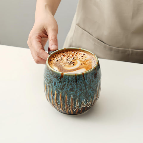 lpylxingyan taza interior exterior ceramica azul 20 onzas: cerámica apta para uso diario.