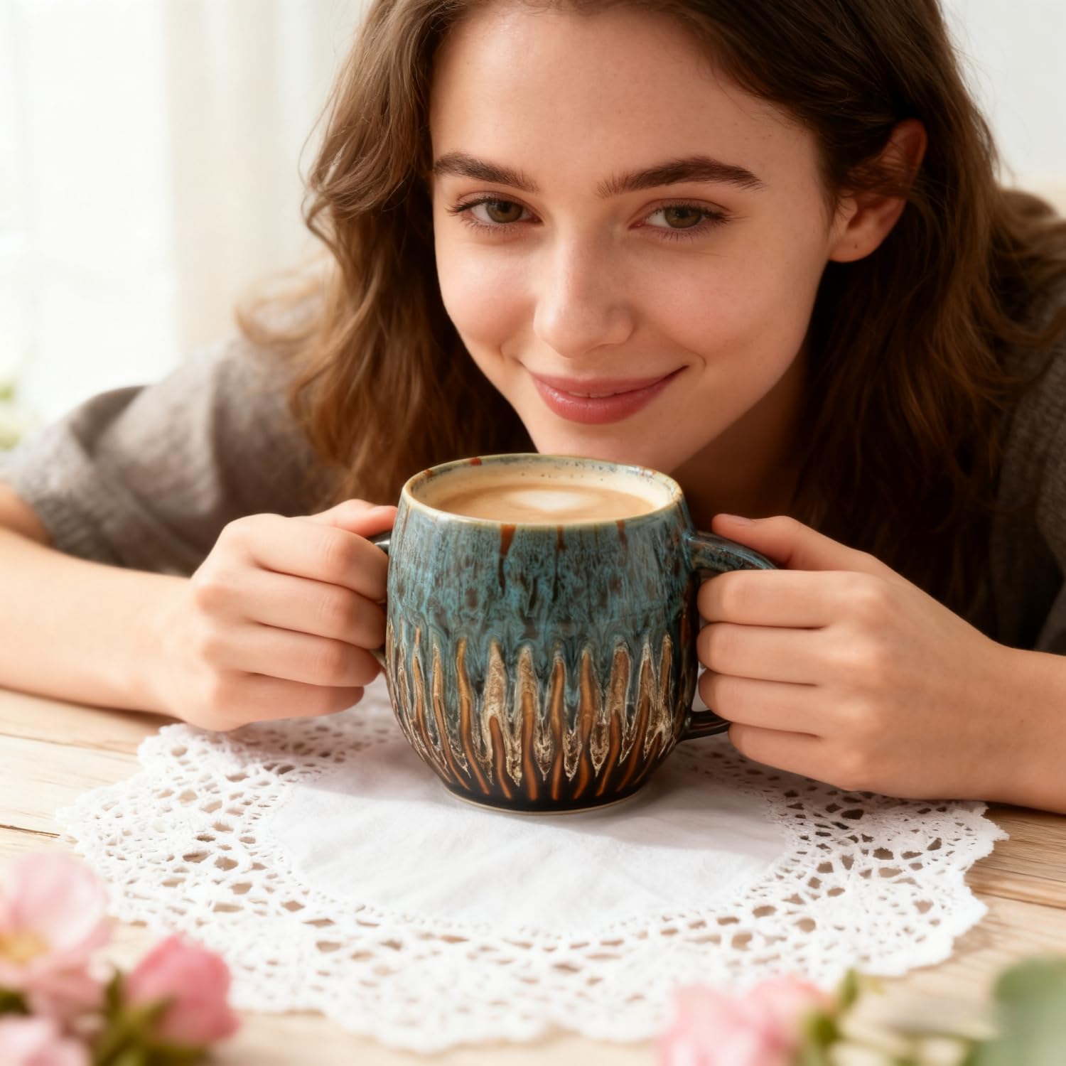 lpylxingyan taza lavavajillas microondas 20 onzas raku azul: apta para lavavajillas y microondas.
