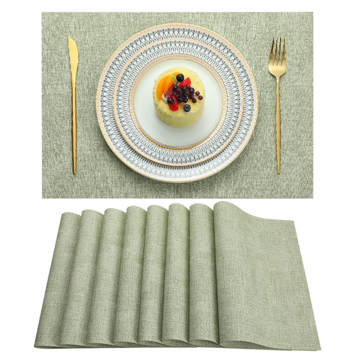 Manteles individuales LQICAI verde para comedor, protegen la superficie y añaden estilo