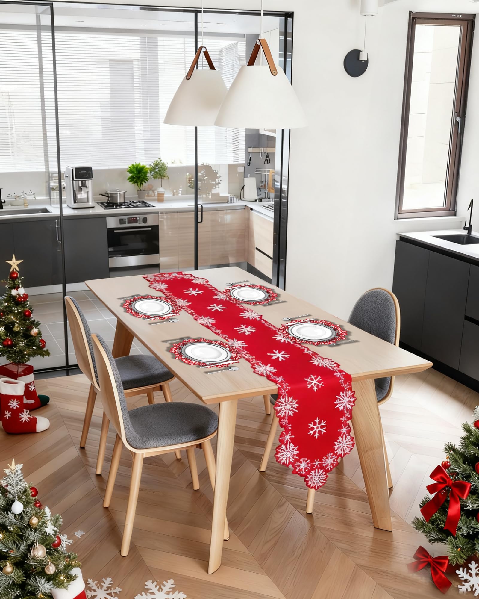 LRDOVIS camino de mesa con motivo navideño, combina con placemats a juego