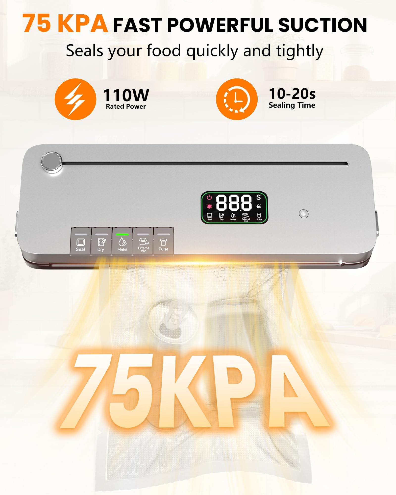 LSA Apparel selladora alta succion 75 kPa para sellados firmes